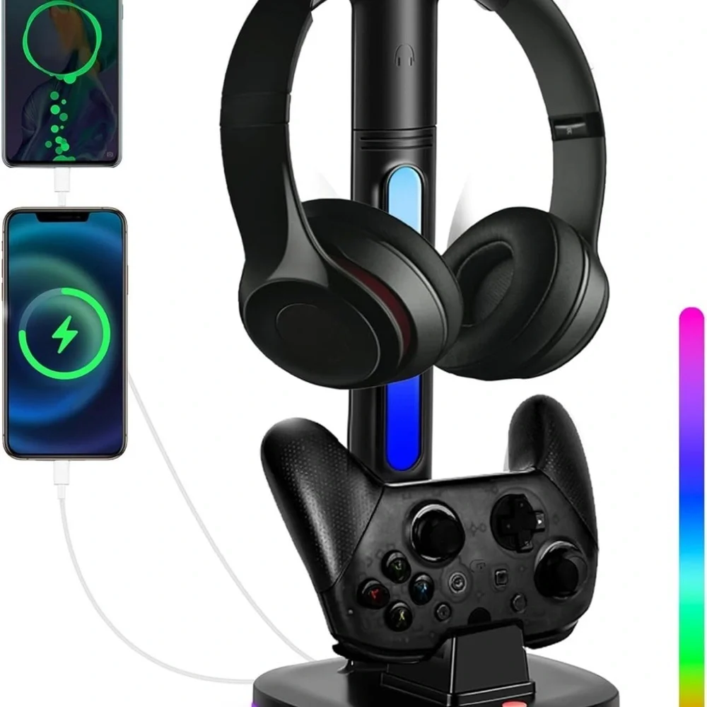 Black Charging Stand for Gaming Headphones and Controller